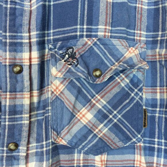 Legendary Whitetails Shirt Mens L Blue Plaid Western Flannel Stockyards Shotgun - Picture 6 of 16